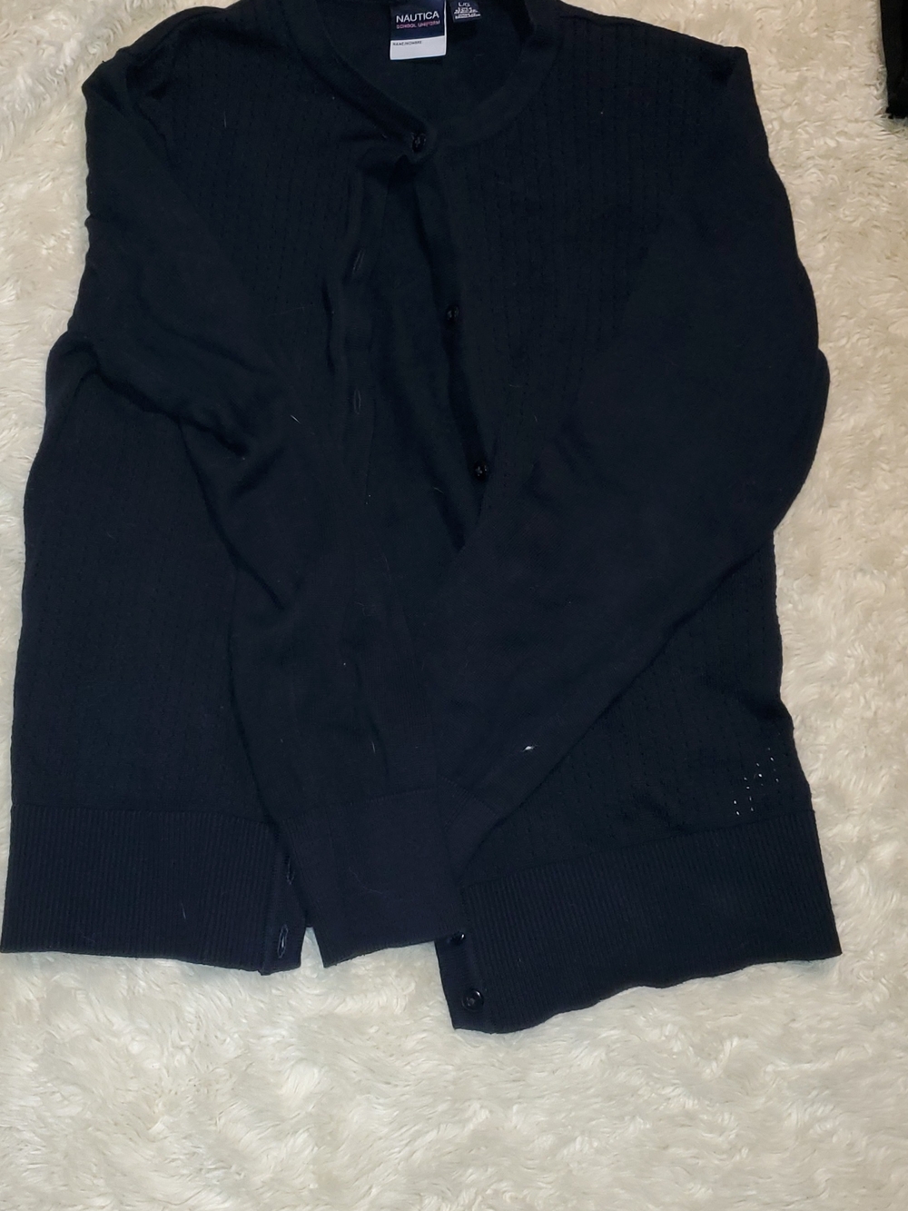 Nautica Men's Black Ribbed Button-Front Cardigan